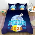 thumbnail image 1 of 3-Piece Duvet Cover Set with Senior Class 2025 Design Starry Night Sky & Globe Pattern Includes Matching Pillows, 1 of 4