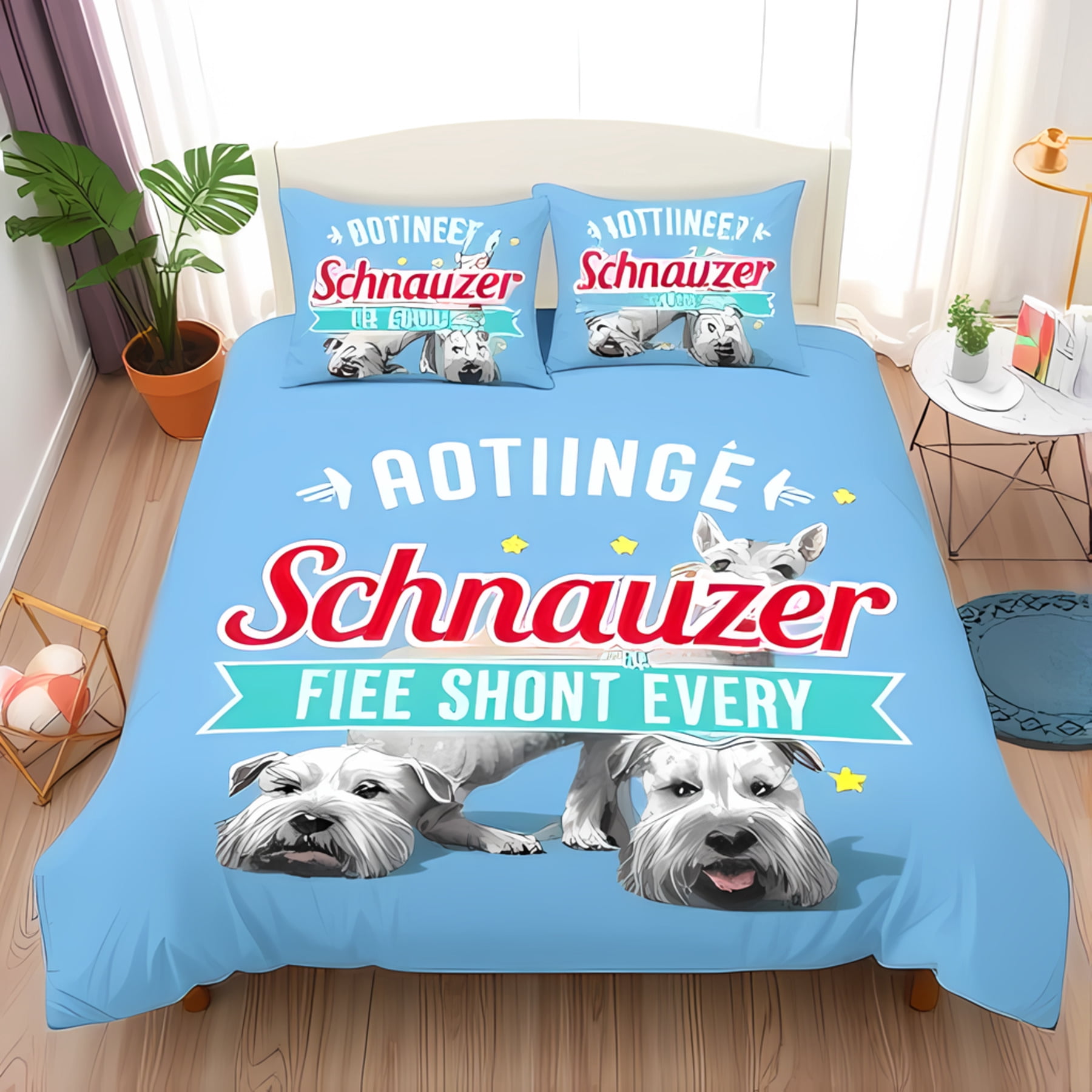 Schnauzer Dog Print Pattern Duvet Cover Bedding Set