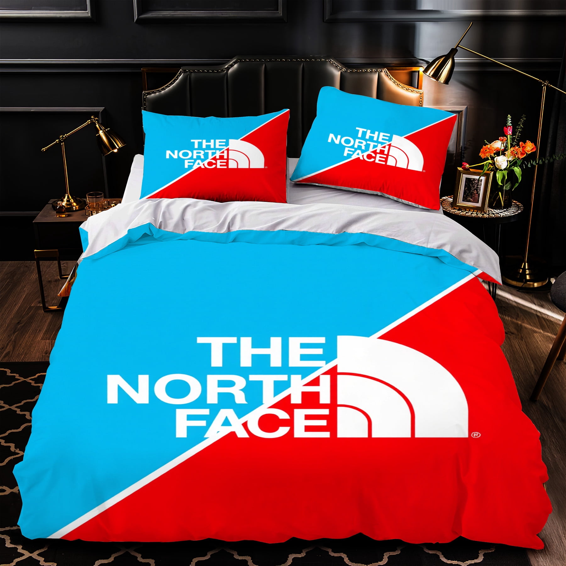 Red Match Color Cover 3-Piece Duvet Cover Set with Vibrant Blue and Red Matching Pillows ...