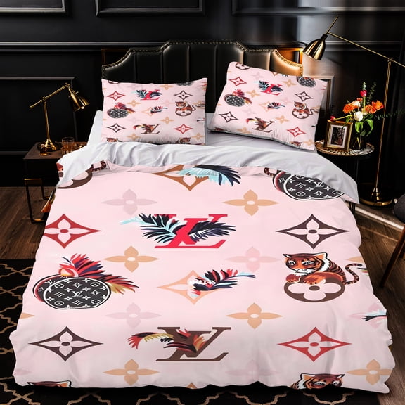 3-Piece Duvet Cover Set with Vibrant Floral and Animal Motifs Featuring Bold Symbol Tiger & Pineapple Design - Luxurious Modern Bedding