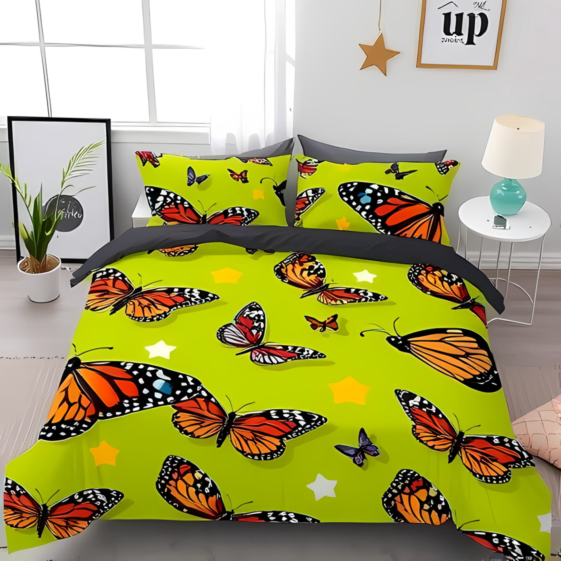 Green Star Print Single Duvet Set main image 1