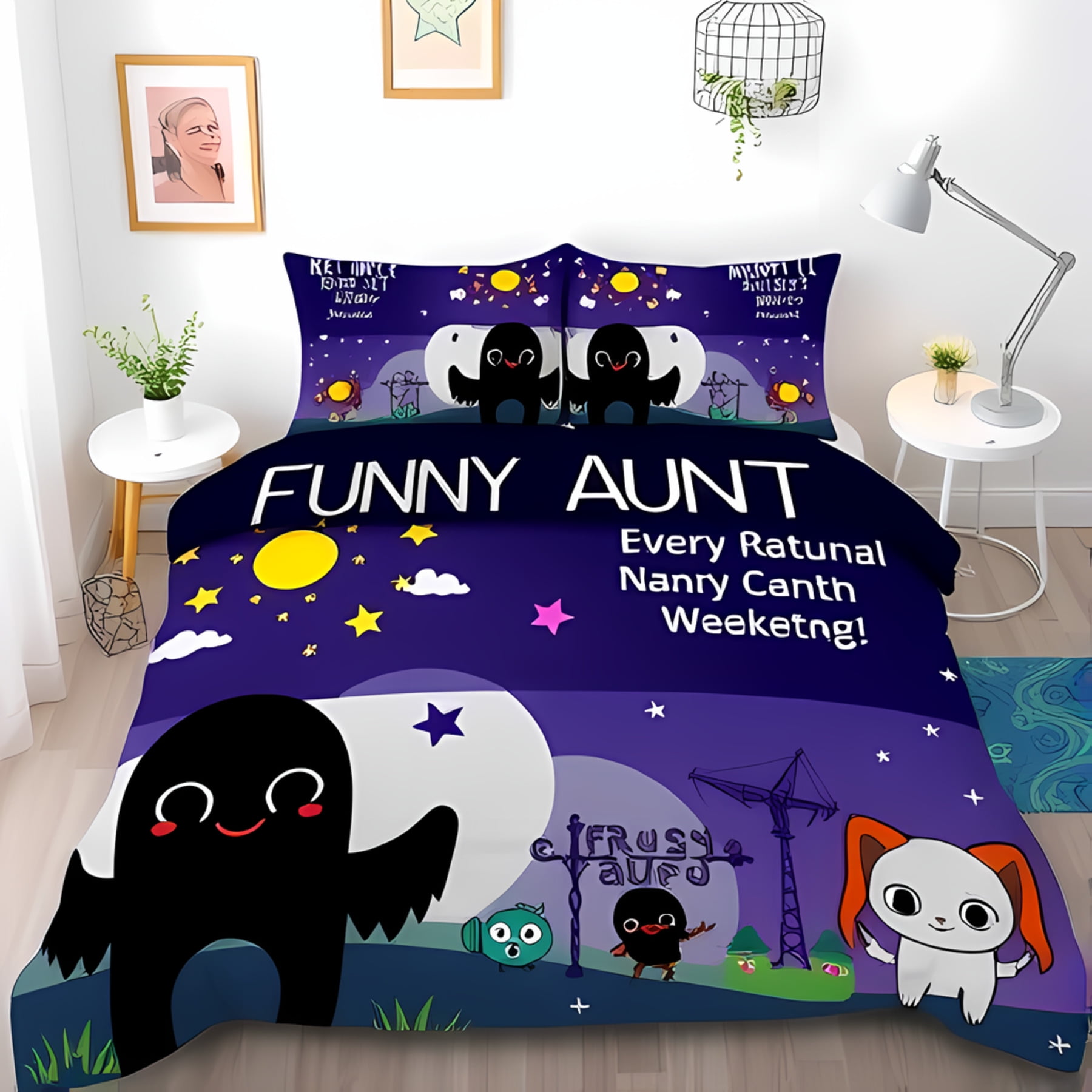 AYSUM Rabbits Duvet Cover Soft Microfiber Bunnies Set Copripiumino Calore Bedding Set Per Adulti E Bambini Set Di Biancheria Da Letto Lavabile Biancheria Da Letto Double(200x200cm