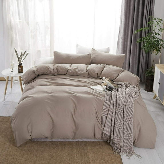 3 Piece Duvet Cover and Sham Set - Premium Ultra-Soft - Wrinkle Resistant (Queen,Taupe)