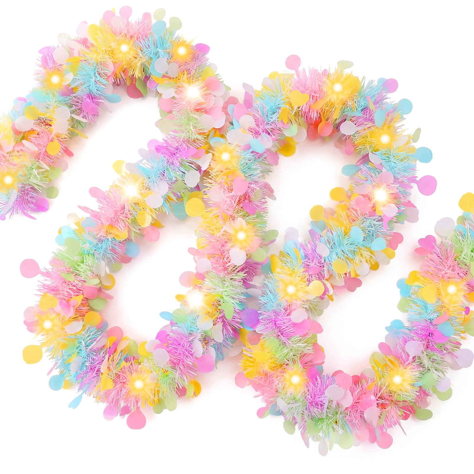 Spring Tree Garland 3-Piece Easter Garland Set – 6.56 Ft Glitter Tinsel Spring Garland ...