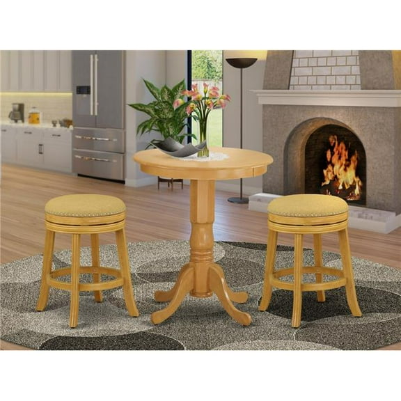 3 Piece Eden Dining Table Set - Pu Leather, Vegas Gold & Oak