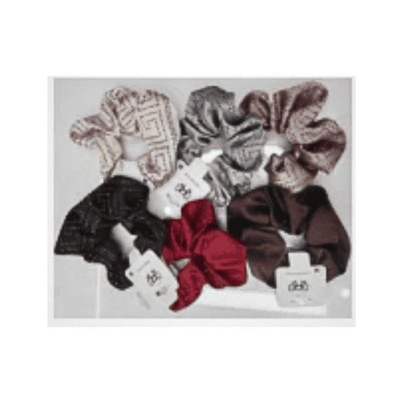 6-Piece Elegant Satin Scrunchie Set  Printed Hair Ties for Women & Girls with Luxurious Finish