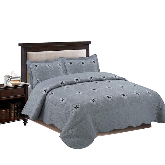 3-Piece Embroidery Quilts Bedspreads Bed Coverlets Cover Set Emma