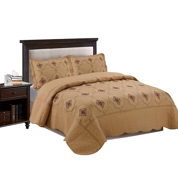 3-Piece Embroidery Quilts Bedspreads Bed Coverlets Cover Set Emma