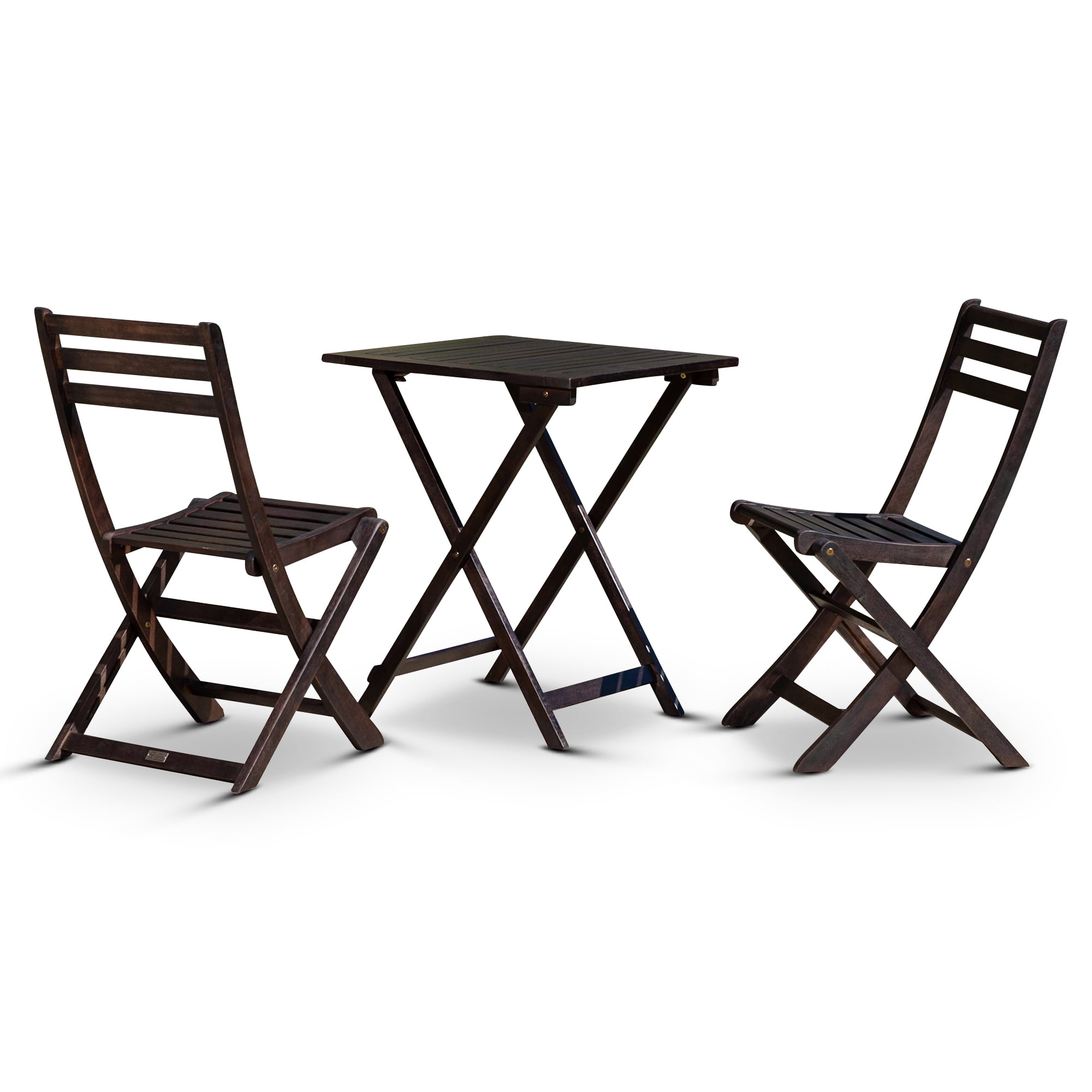 3Piece Eucalyptus Bistro Set, Square, Espresso