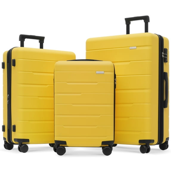 3 Piece Expandable Hardshell Travel Luggage Sets 8 Spinner Wheel Suitcase Wheels TSA Lock Suit Case, Lightweight 8 wheels Upright Suitcase, 20/24/28 Inch Airline Approved