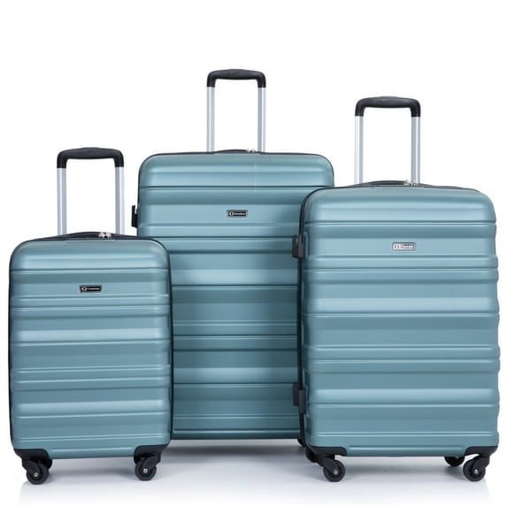 3 Piece Expandable Luggage Set with TSA Lock, 21/25/29 Inch PC Lightweight Carry On Luggage with Spinner Wheels, Roller Travel Suitcase with 2 Hooks for Men, Women, Dark Green