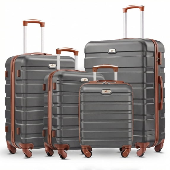 3-Piece Expandable Luggage Sets, ABS Spinner Suitcase Set with TSA Lock ,Champagne