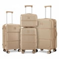 thumbnail image 1 of 3-Piece Expandable Luggage Sets, ABS Spinner Suitcase Set with TSA Lock ,Champagne, 1 of 3