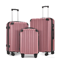 3-Piece Expandable Luggage Sets, ABS Spinner Suitcase Set with TSA Lock , Rose Gold