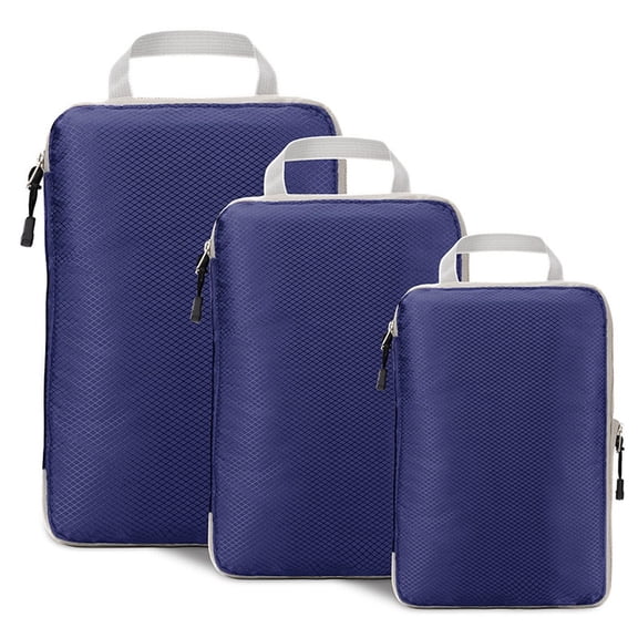 3-Piece Expandable Packing Cubes Set for Suitcases Travel Luggage Organizer BagsforHome Storage(Navy),Ccwuwei