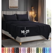3-Piece Extra Deep Pocket Sheet Set | Fits upto 21 Inch Mattresses, Soft Cooling Microfiber, Hotel Luxury, OEKO-TEX Certified | Utopia Bedding, Twin, Black