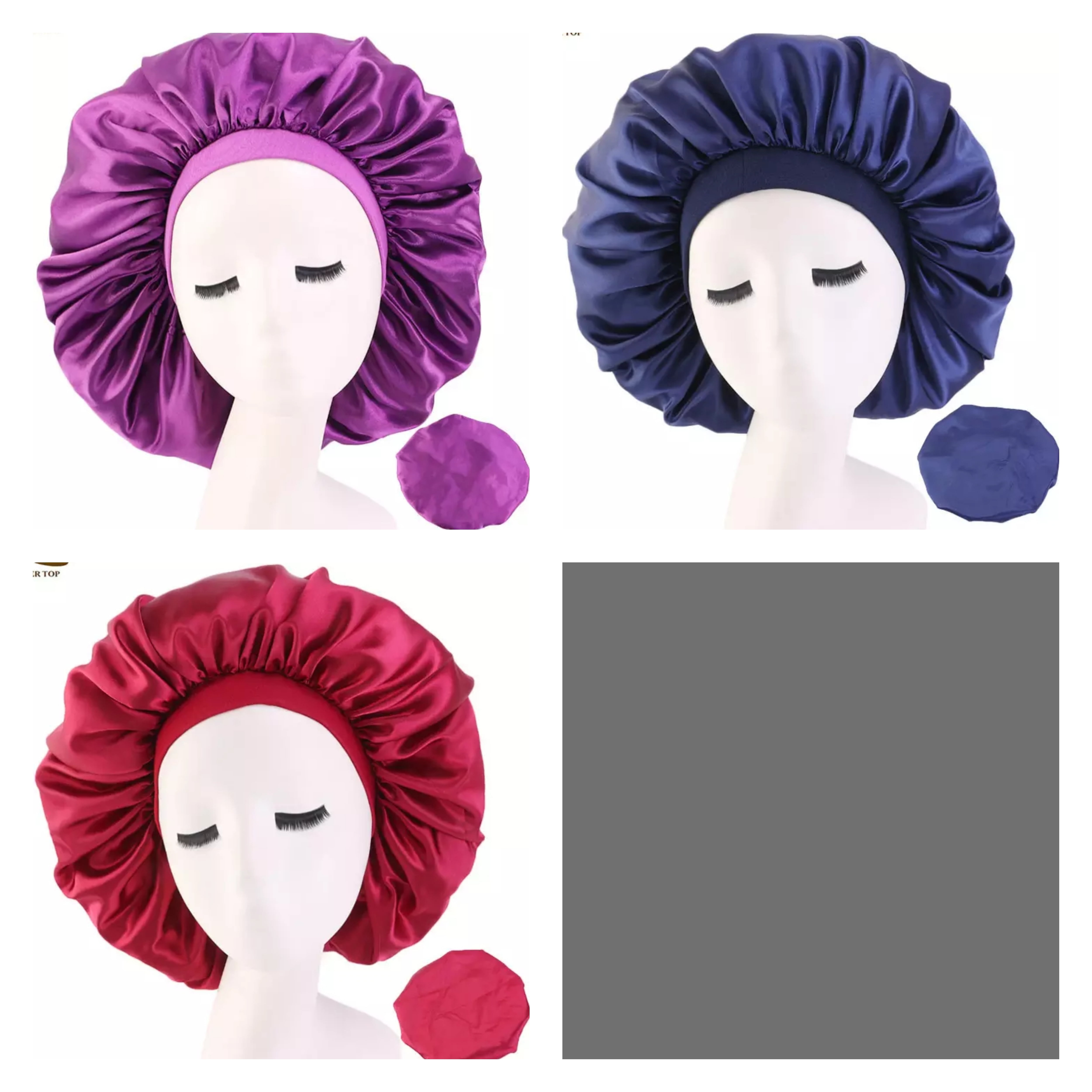 3 Piece Extra Large Satin Bonnets