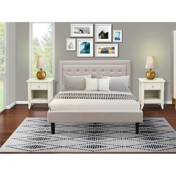 3 Piece Fannin Bedroom Furniture Set - Mist Beige, Black & Antique Walnut