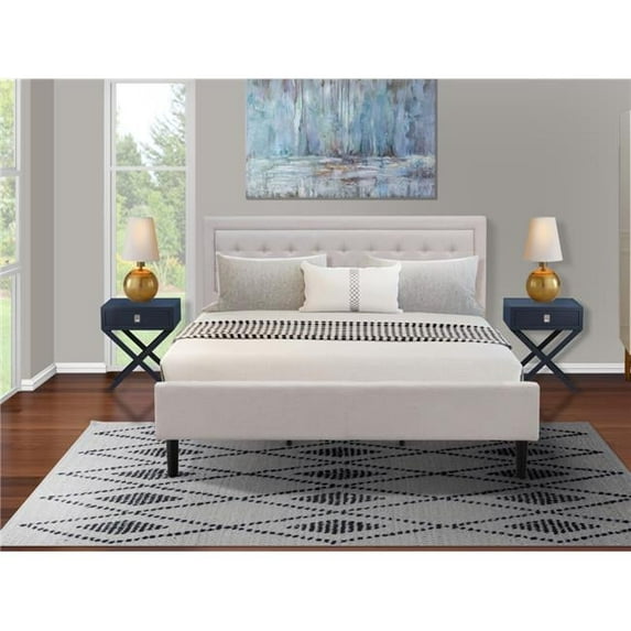 3 Piece Fannin King Size Bedroom Set - Mist Beige, Black & White