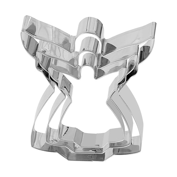 3-Piece Festive Angel Cookie Cutter Set Stainless Steel Baking Tools for Pie Dough Decorating and Kitchen Crafting