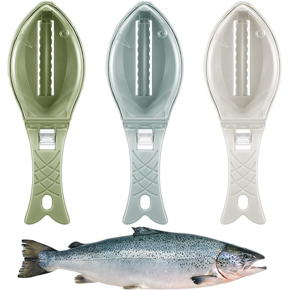 3-Piece Fish Scale Remover Set: Small Plastic Fish Skin Remover ToolFast-Cleaning Peeler, Scaler, and Scraper Graters for Easy Kitchen Cleaning (Light Colors)