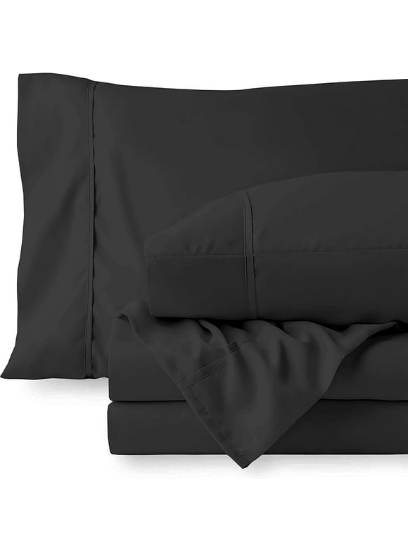 3 Piece Fitted Sheet Set , 100% Egyptian Cotton 12" Deep Pocket Fitted Bed Sheets 400-Thread-Count Fitted Sheet, Fade Resistant Soft & Sateen Weave and Luxury, Twin Size -Black Solid