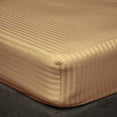 thumbnail image 1 of 3 Piece Fitted Sheet Set , 100% Egyptian Cotton 18" Deep Pocket Fitted Bed Sheets 400-Thread-Count Fitted Sheet, Fade Resistant Soft & Sateen Weave and Luxury, Queen Size -Taupe Stripe, 1 of 4