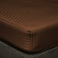 thumbnail image 1 of 3 Piece Fitted Sheet Set, 300 Thread Count, 100% Egyptian Cotton 18" Deep Pocket Fitted Bed Sheets , Easy Care Fitted Sheet Soft and Luxury, Cal King Size -Chocolate Stripe, 1 of 4