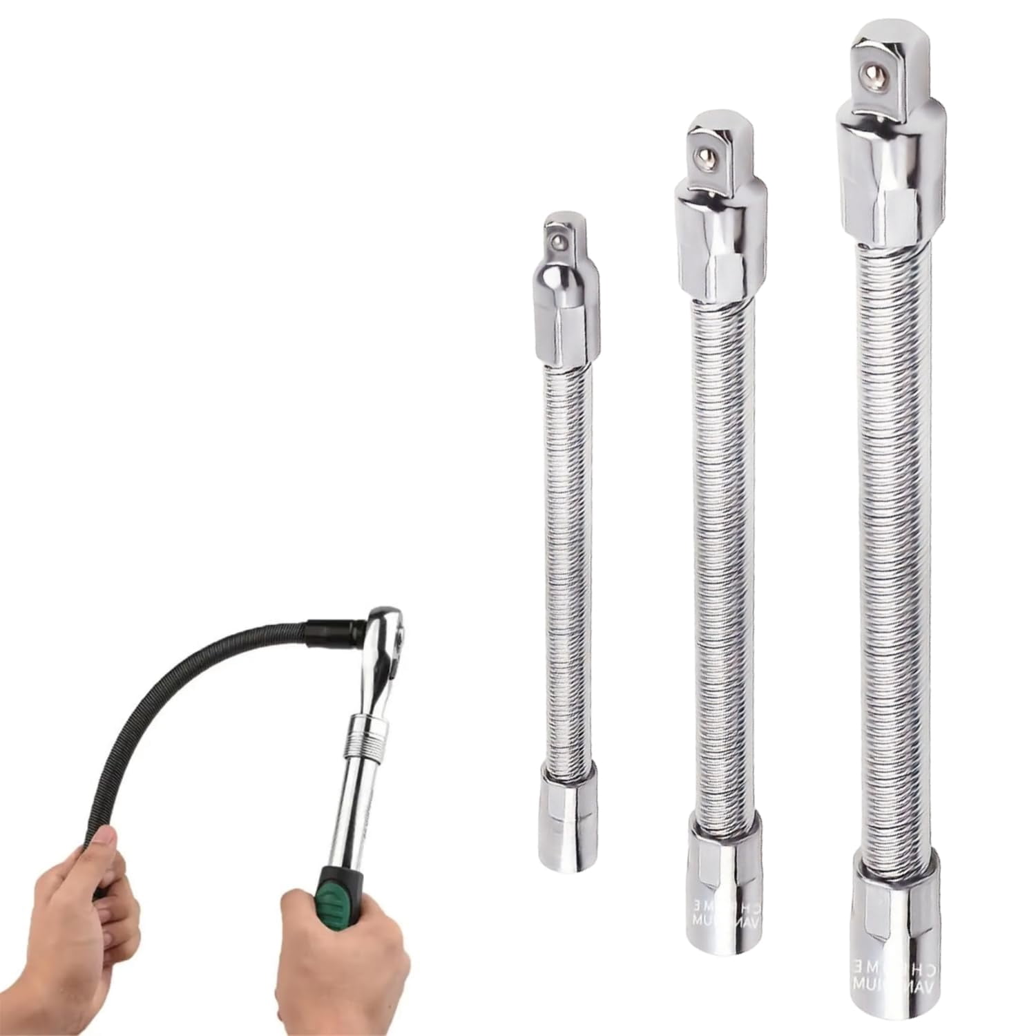 3-Piece Flexible Socket Extension Set – 1/4