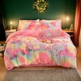 thumbnail image 1 of 3 Piece Fluffy Faux Fur Duvet Cover Set , Luxury Ultra Soft Velvet Shaggy Plush Bedding Set, Fuzzy Comforter Cover with 2 Furry Pillow Cases, Zipper Closure, Queen King Size, 1 of 7