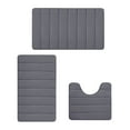thumbnail image 1 of 3-Piece Foam Bath Mat Set 16x24 - Non-Slip Velvet Bathroom Rugs, Soft Plush Absorbent Toilet Mats, Machine Washable Thick Floor Rug for Shower, Dark Gray, 1 of 8