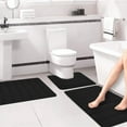 thumbnail image 1 of 3-Piece Foam Bath Mat Set- Non-Slip Velvet Bathroom Rugs, Soft Plush Absorbent Toilet Mats, Machine Washable Thick Floor Rug for Shower, 1 of 8