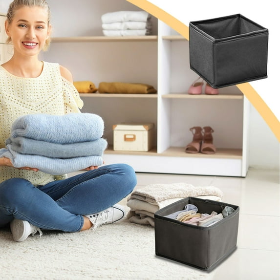 3-Piece Foldable Storage Box Set Black Drawer Organizer with Lids Non-Woven Fabric Closet Divider for Small Items Home Organization Multi-Size