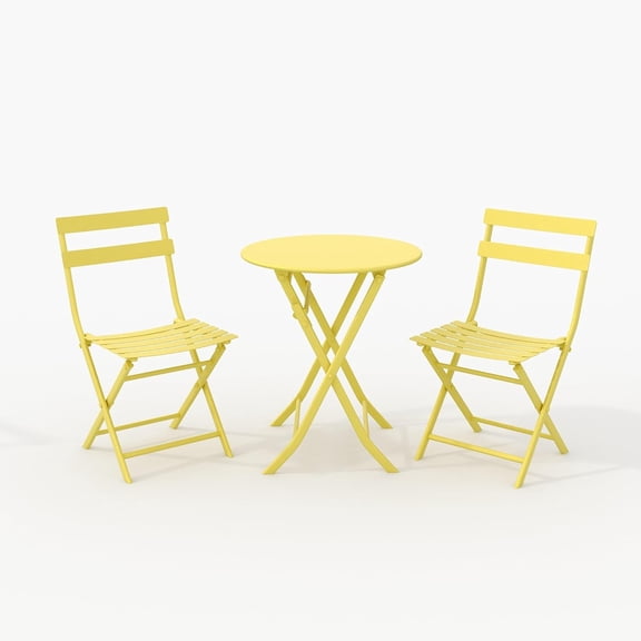 3-Piece Folding Bistro Table and Chairs Set for Small Spaces Garden and Balcony,Strong and Durable