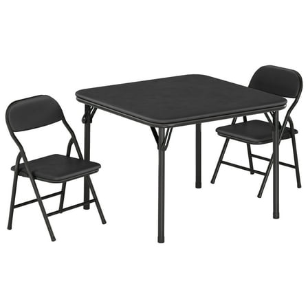 3-Piece Folding Card Table and Chairs Set, Portable Event Table and Chairs Set for Indoor and Outdoor Gatherings, Black