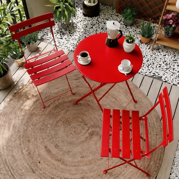 3-Piece Folding Patio Bistro Set, Outdoor Conversation Set with 2 Chairs and 1 Table, Weather-Resistant Patio Furniture Set for Porch, Garden, Deck and Backyard