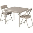 thumbnail image 1 of 3-Piece Folding Square Table and Chair Set, Featuring a Portable Table and Chairs with Ssoft Pu Cushions. No Assembly is Required, Perfect for Eating, Reading, and Playing, 1 of 8