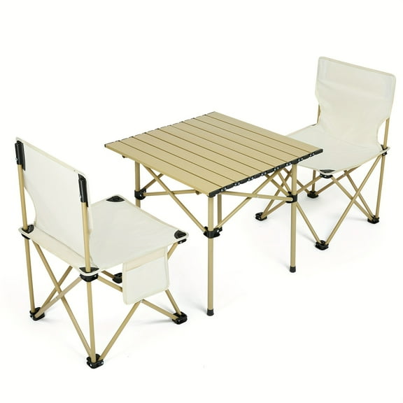 3-Piece Folding Table & Chair Set - Portable Outdoor Camping/Picnic Furniture - Includes 2 Chairs & 1 Table - Compact for Trave
