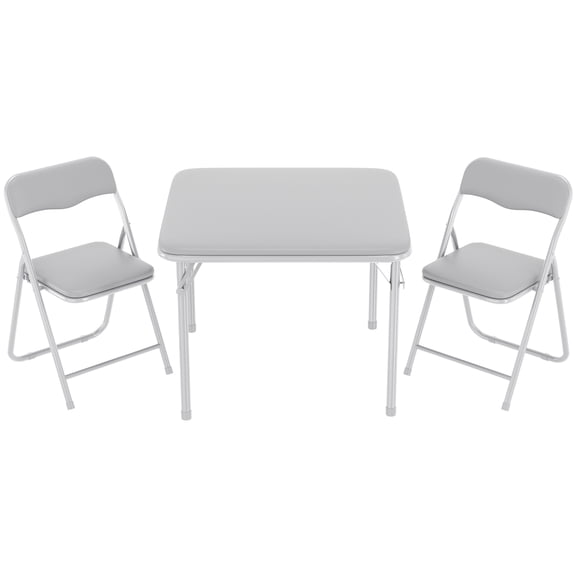3 Piece Folding Table and Chairs Set for Daycare and Classrooms,Children's Activity Table and Chairs Set Soft Cushion,PU Upholstered Portable Table and Chair for Indoor and Outdoor Use