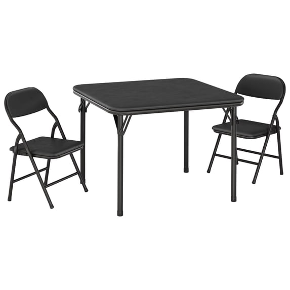 3-Piece Folding Table and Chairs Set for Daycare and Classrooms, Children's Activity Table and Chairs Set, Gift for Child, Black