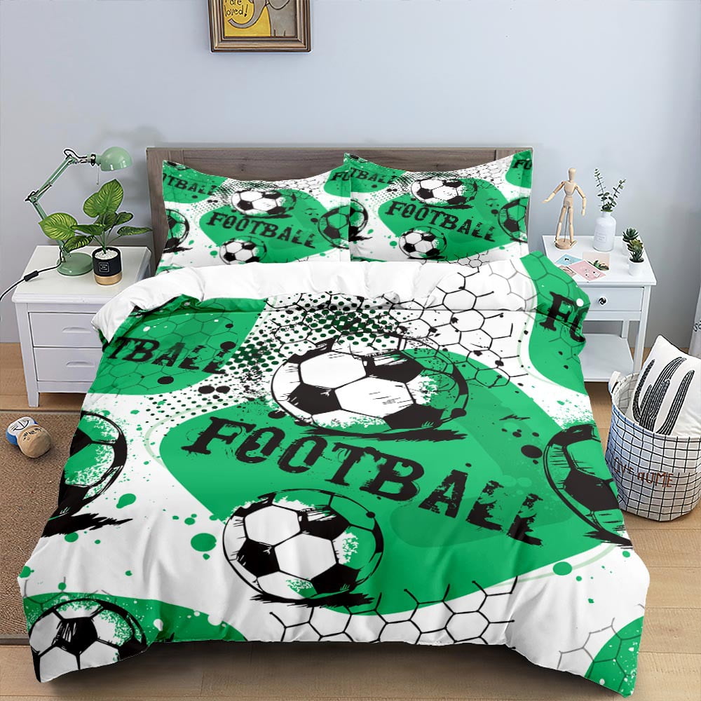 3 Piece Football Bedding Sets for Teen Boys,Sport Theme Duvet Cover Set