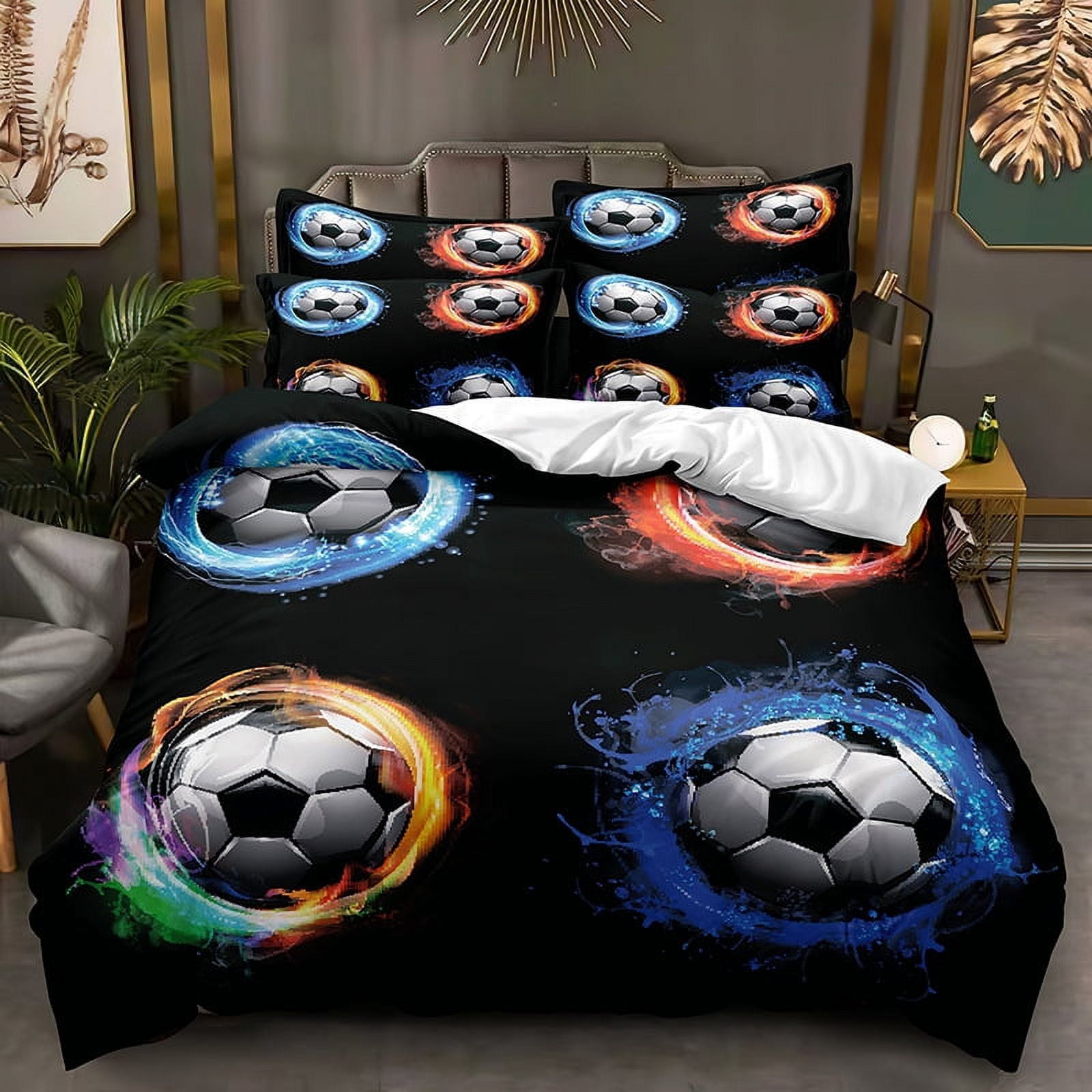 3 Piece Football Bedding Sets for Teen Boys,Sport Theme Duvet Cover Set