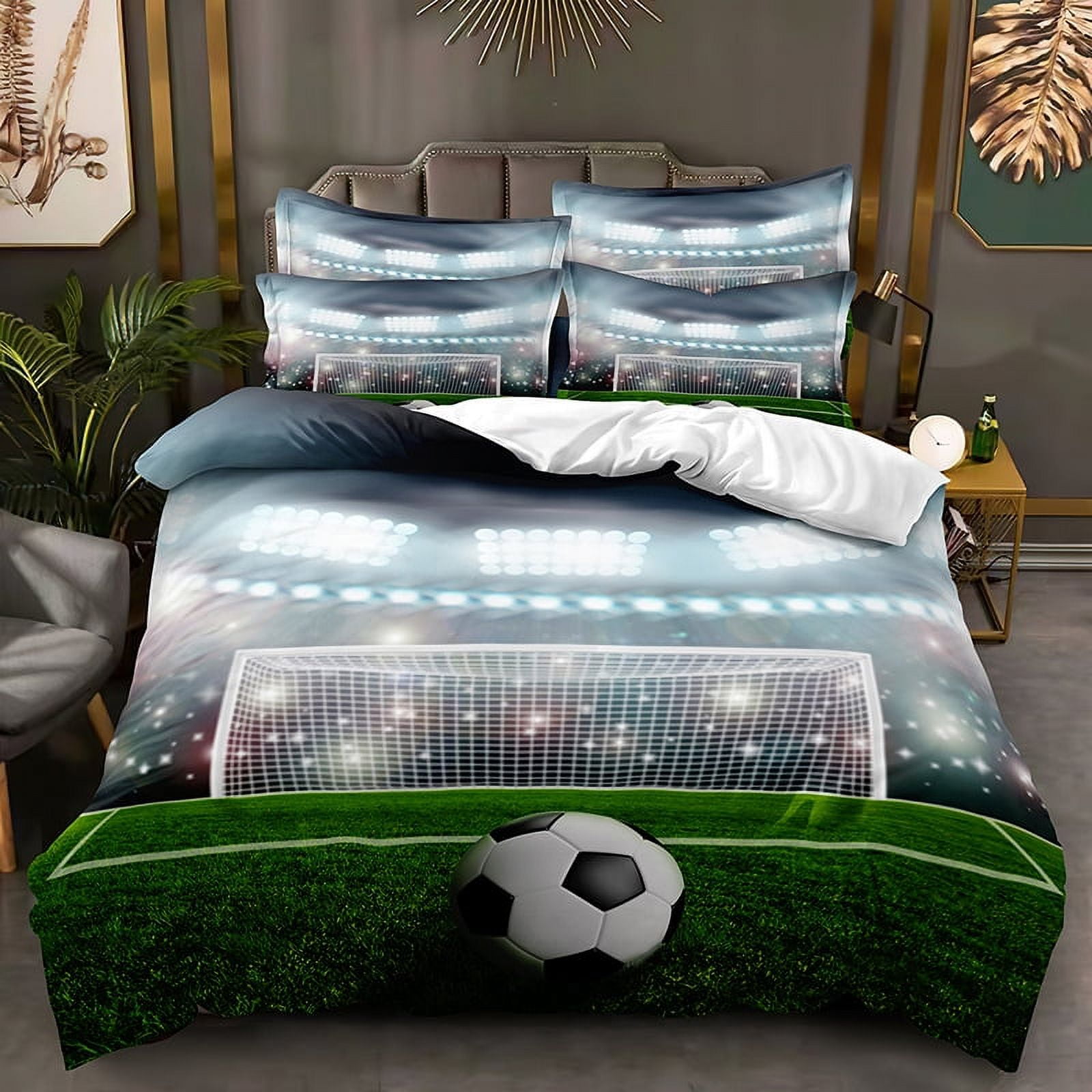 3 Piece Football Bedding Sets for Teen Boys,Sport Theme Duvet Cover Set