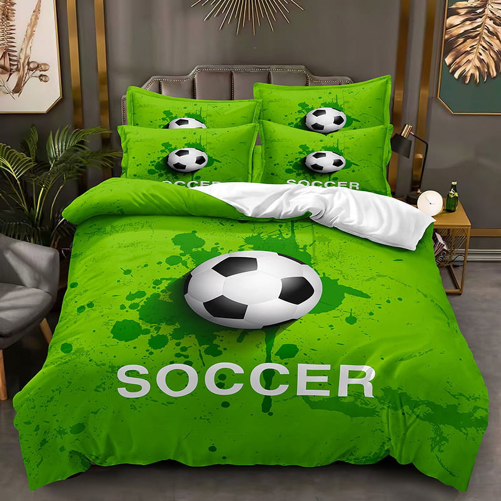 3 Piece Football Bedding Sets for Teen Boys,Sport Theme Duvet Cover Set