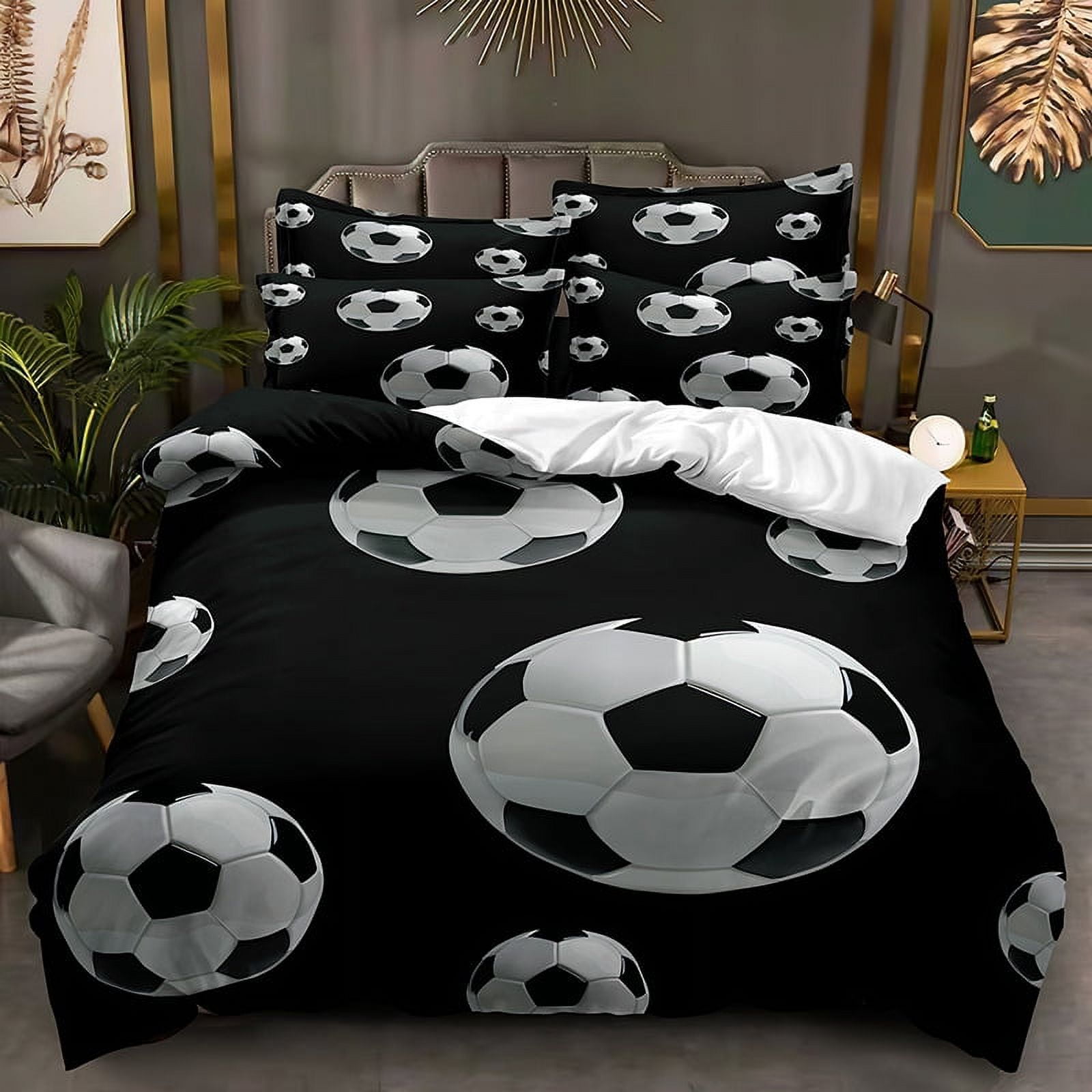 3 Piece Football Bedding Sets for Teen Boys,Sport Theme Duvet Cover Set