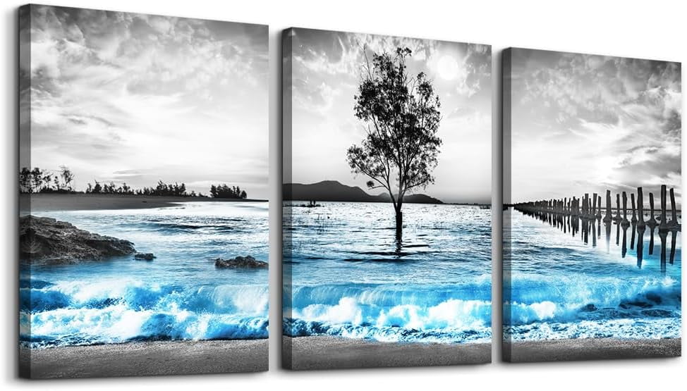 Blue Ocean Landscape 3-Piece Canvas Wall Art Set