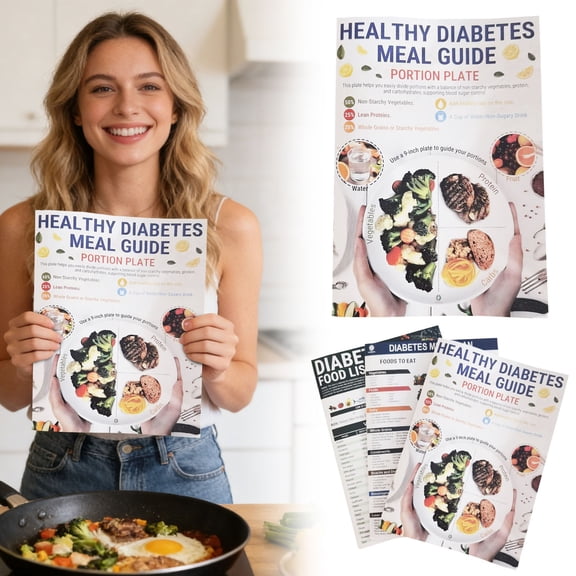 3 Piece Friendly Food Charts & Meal Guides, Essential Healthy Eating Cheat Sheets with Portion Control Plates, Nutrition Lists for Balanced Meal Planning, for Health-Conscious Individuals