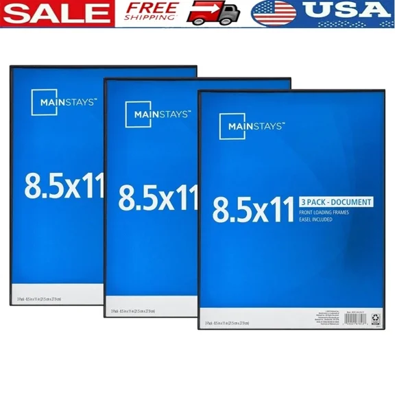 3 Piece Front Loading Document Frames Easy Change Tabletop/Wall Display New