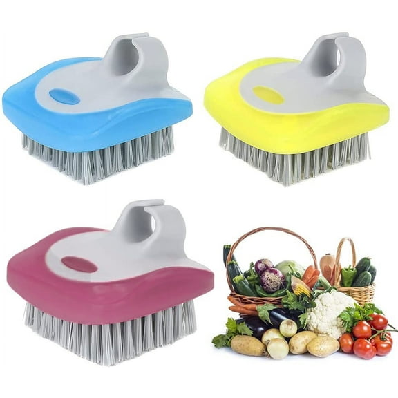 3 Piece Fruit Vegetable Brush, 3PCS Veggie Brushes Fruit Scrubber Flexible Bristles Scrubber Cleaning Tool Kitchen Brush for Carrots Fruits Home Kitchen