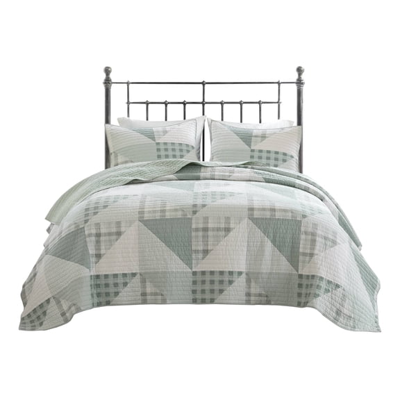 3- Piece Full/Queen Coverlet Mini Set,Green Multi